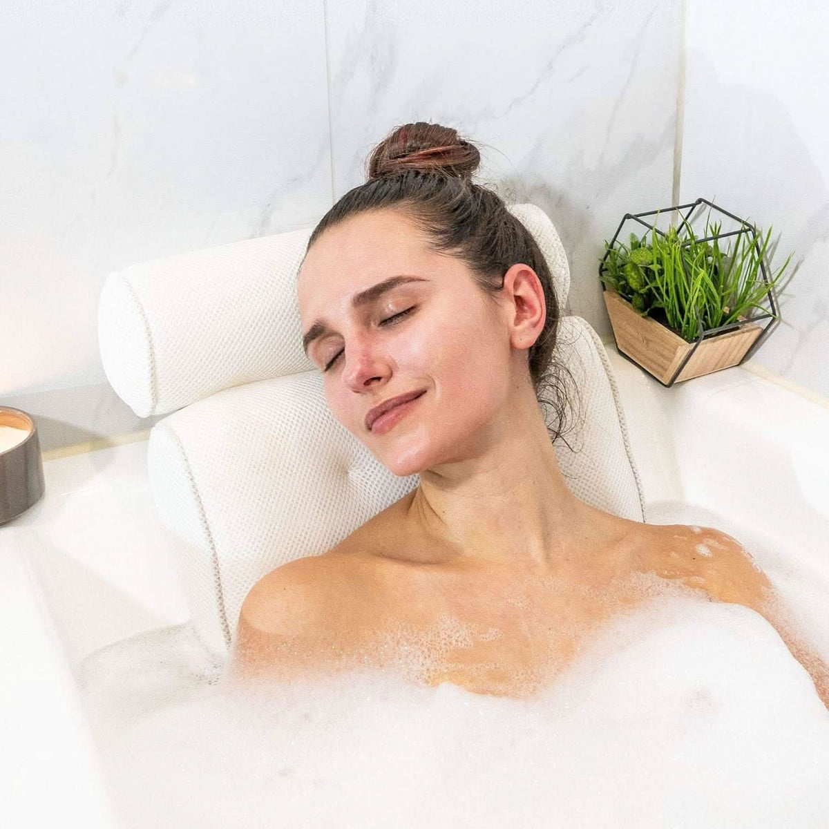 Ergonomic 4D Air Mesh Non-Slip Bath Pillow for Support