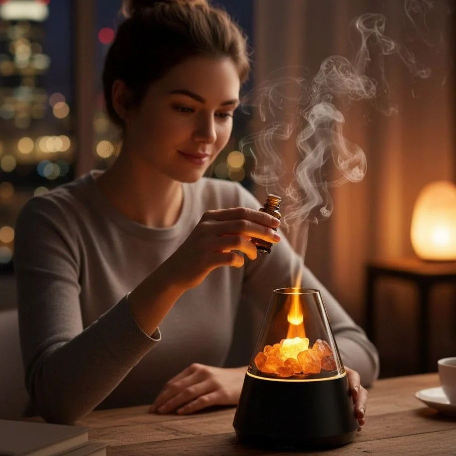 Essential Oil Diffuser Crystal Stone Quiet Operation LED Lighting