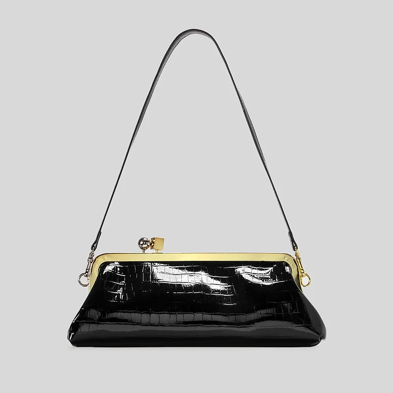 Evening Bag Patent Leather Glossy Finish Detachable Strap