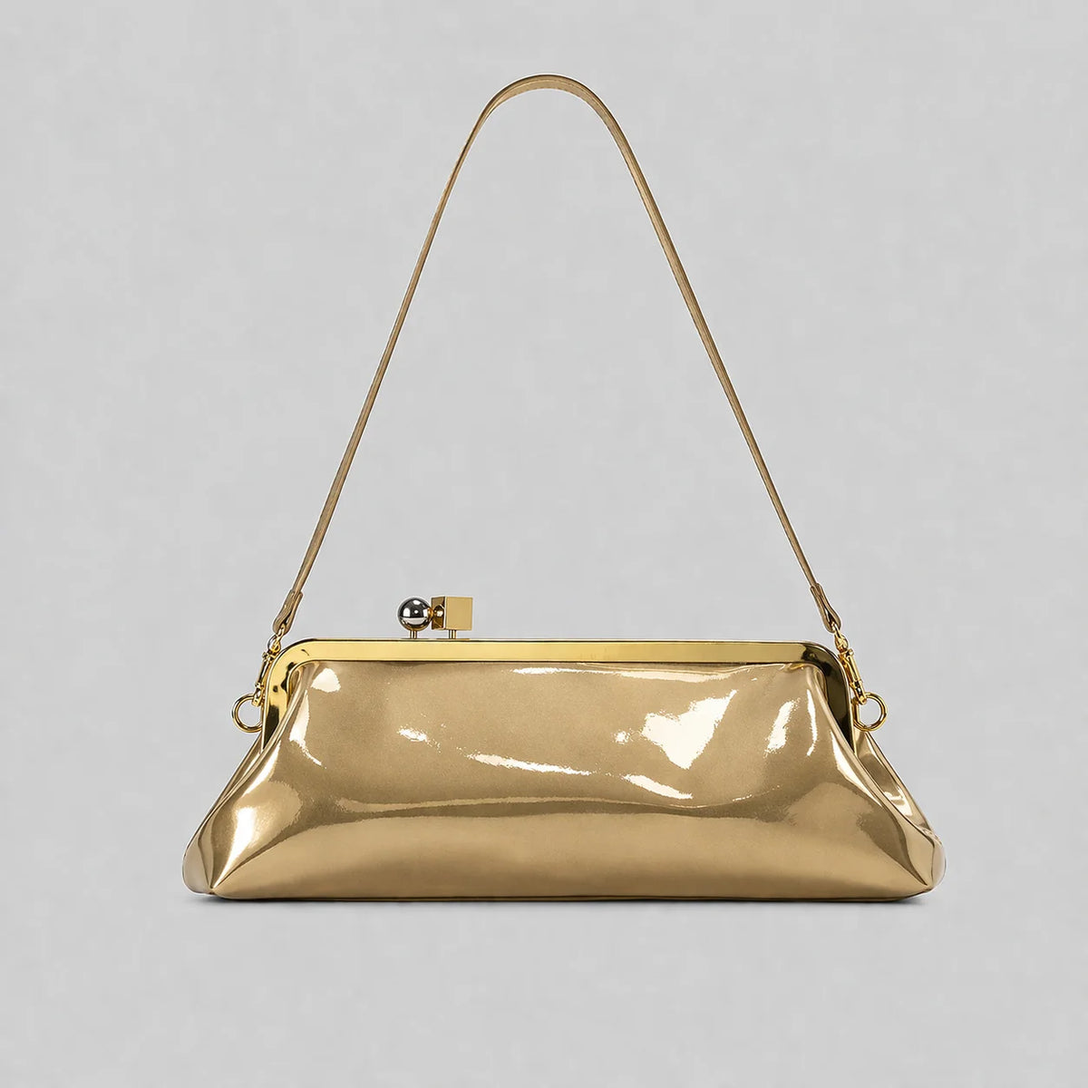 Evening Bag Patent Leather Glossy Finish Detachable Strap