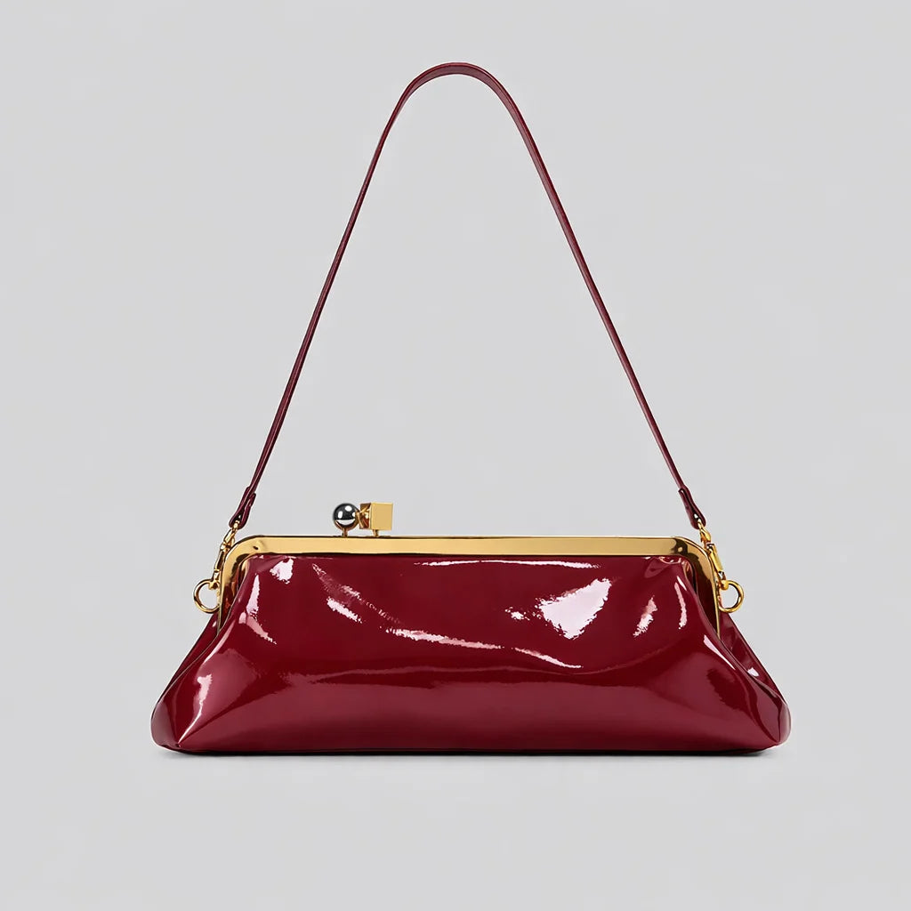 Evening Bag Patent Leather Glossy Finish Detachable Strap