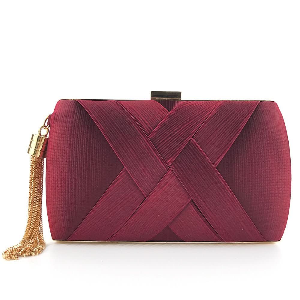 Evening Clutch Bag Satin Finish Removable Shoulder Strap