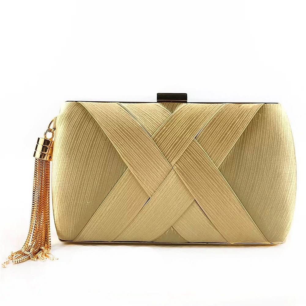 Evening Clutch Bag Satin Finish Removable Shoulder Strap