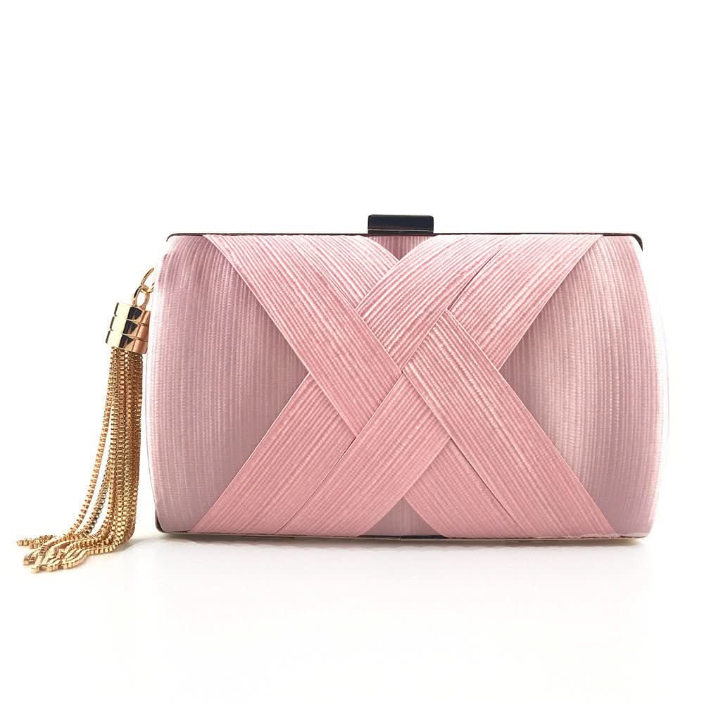 Evening Clutch Bag Satin Finish Removable Shoulder Strap