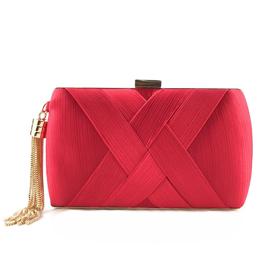 Evening Clutch Bag Satin Finish Removable Shoulder Strap