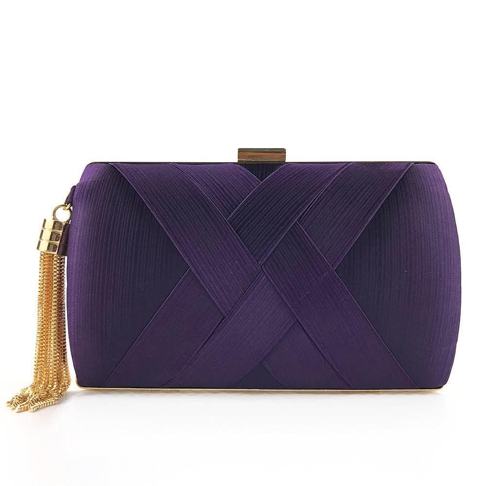 Evening Clutch Bag Satin Finish Removable Shoulder Strap