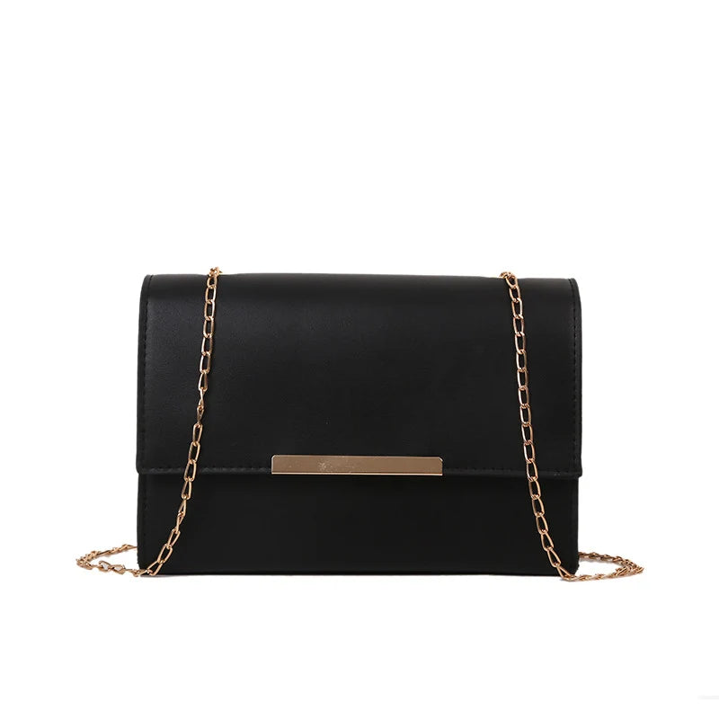 Evening Clutch Synthetic Leather Removable Chain Strap Gold-Tone Clasp