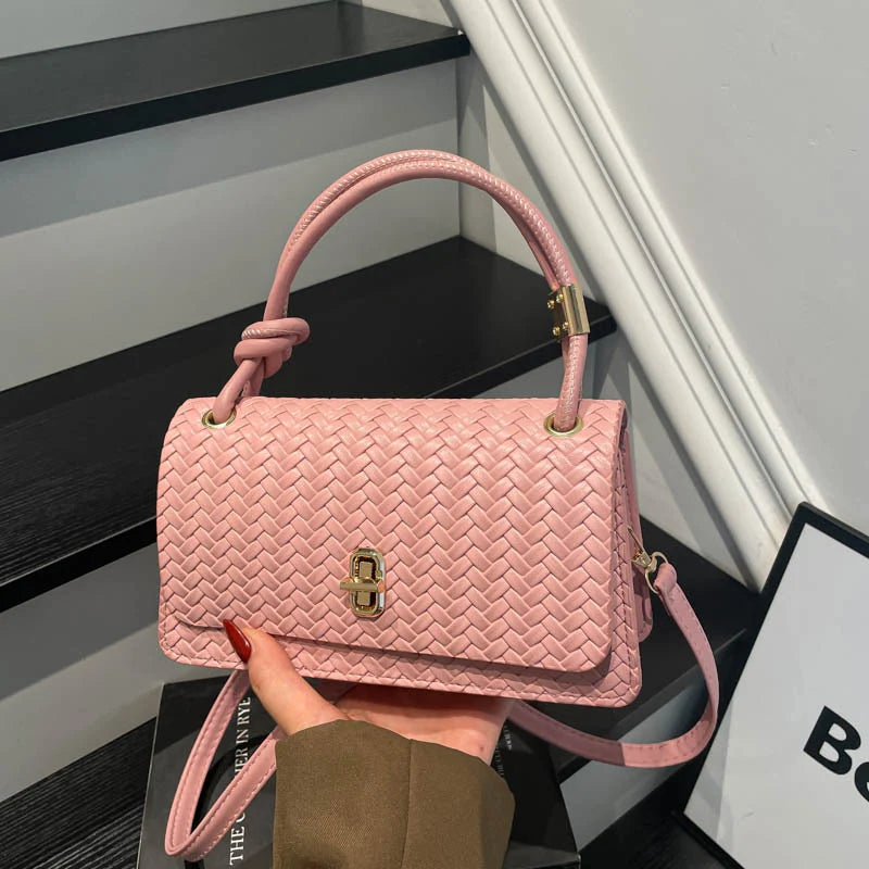 Evening Clutch Woven Leather Detachable Shoulder Strap