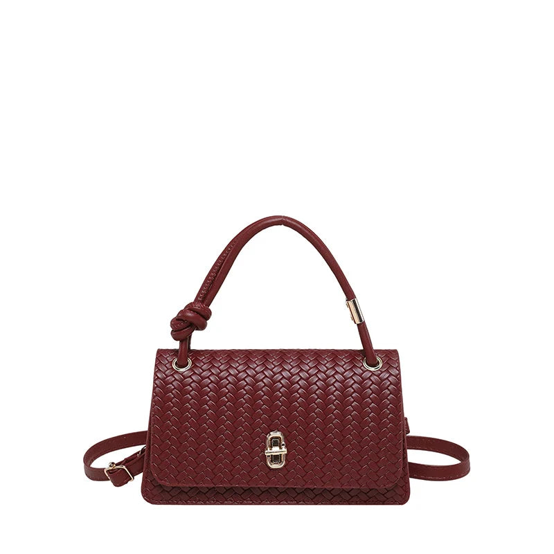 Evening Clutch Woven Leather Detachable Shoulder Strap