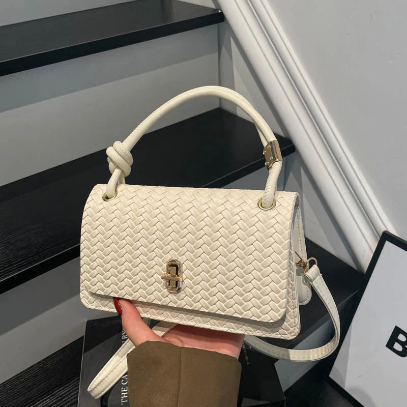 Evening Clutch Woven Leather Detachable Shoulder Strap
