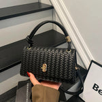 Evening Clutch Woven Leather Detachable Shoulder Strap