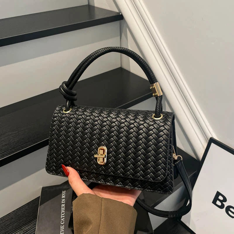 Evening Clutch Woven Leather Detachable Shoulder Strap