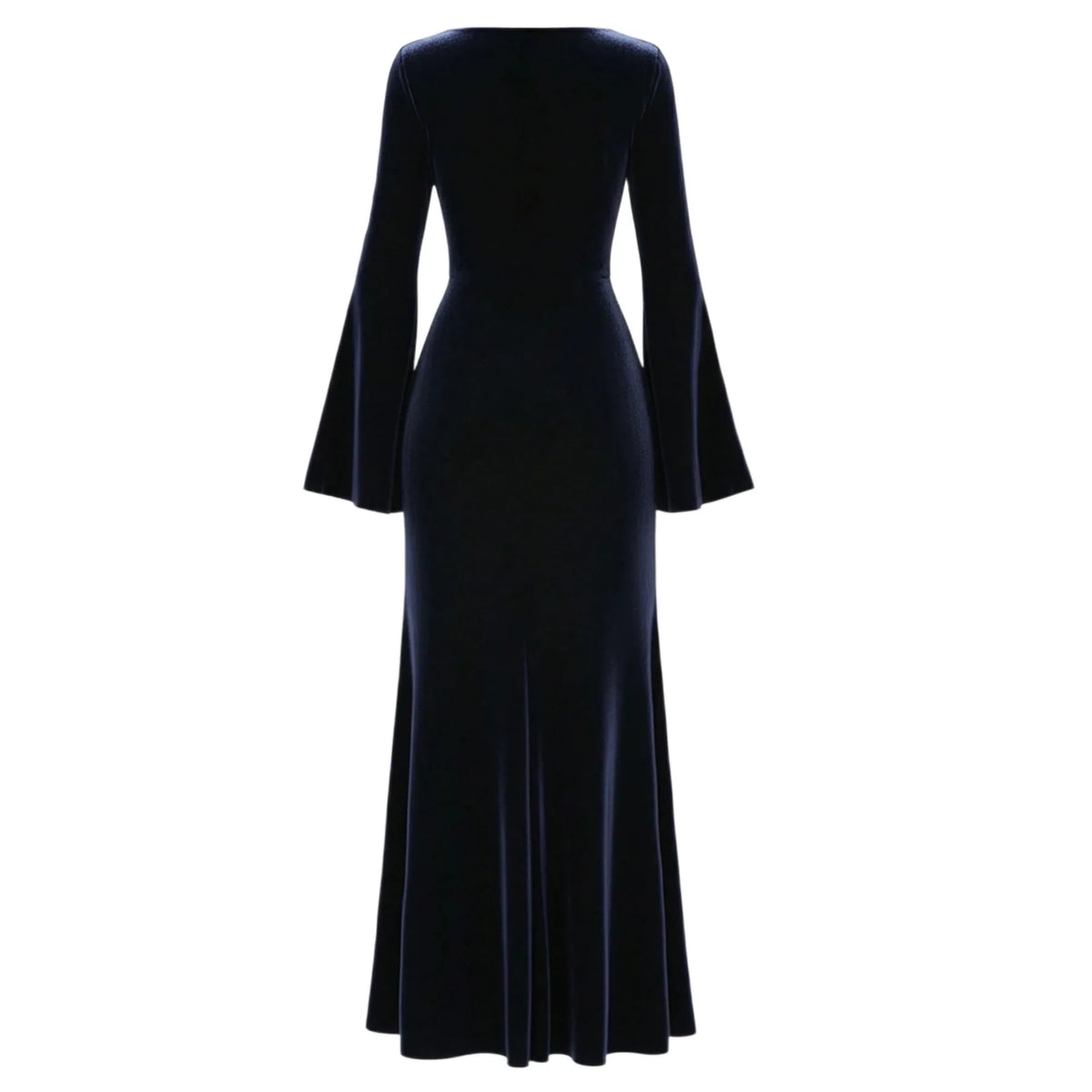 Evening Dress Velvet Cowl Neck Maxi Trumpet Sleeves