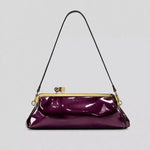 Evening Handbag Glossy Patent Leather Detachable Strap & Frame Clasp