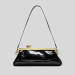Evening Handbag Glossy Patent Leather Detachable Strap & Frame Clasp