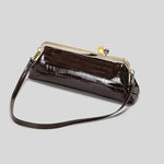Evening Handbag Glossy Patent Leather Detachable Strap & Frame Clasp