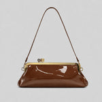 Evening Handbag Glossy Patent Leather Detachable Strap & Frame Clasp