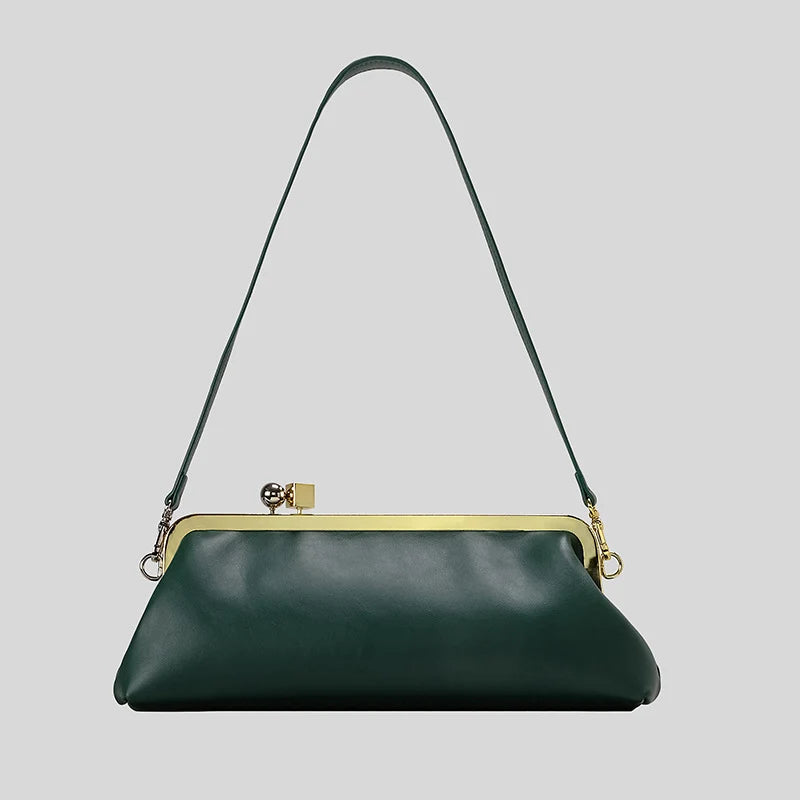 Evening Handbag Glossy Patent Leather Detachable Strap & Frame Clasp