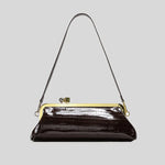 Evening Handbag Glossy Patent Leather Detachable Strap & Frame Clasp