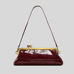 Evening Handbag Glossy Patent Leather Detachable Strap & Frame Clasp