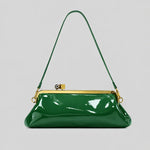 Evening Handbag Glossy Patent Leather Detachable Strap & Frame Clasp