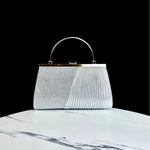 Evening Handbag Sparkling Pleated Design Sturdy Handle
