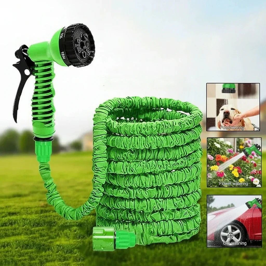 Expandable Garden Hose Kink-Free 7-Pattern Spray Nozzle