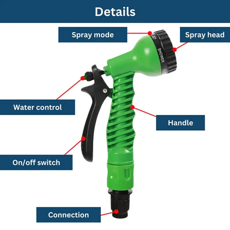 Expandable Garden Hose Lightweight 150 Ft Multi-Pattern Nozzle