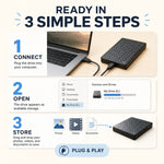 External Hard Drive 10TB USB 3.0 Compact Design