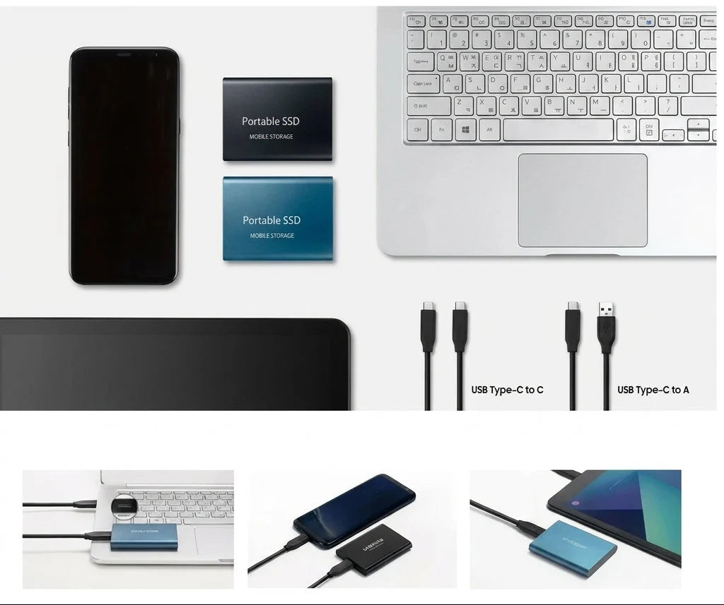 External SSD 128 TB Compact Shockproof Aluminum Case