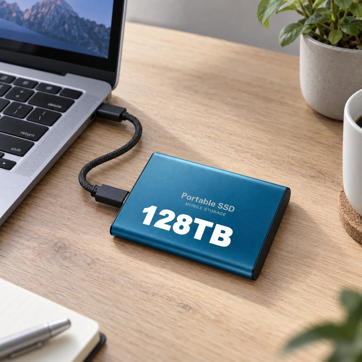 External SSD 128 TB Portable Shock-Resistant Design
