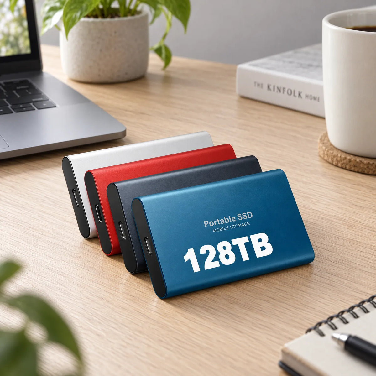 External SSD 128 TB Shock-Resistant Portable Backup Drive