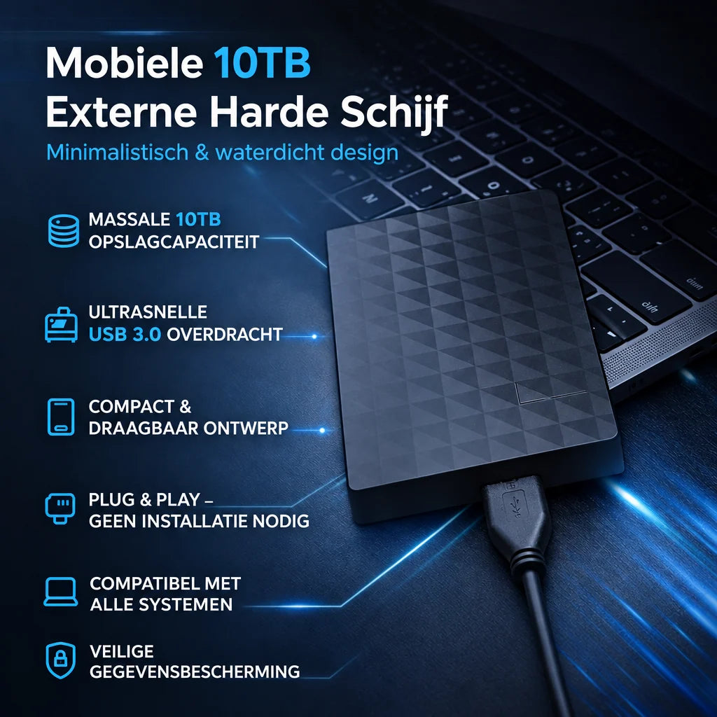 External Storage Drive 10TB USB 3.0 Compact Design