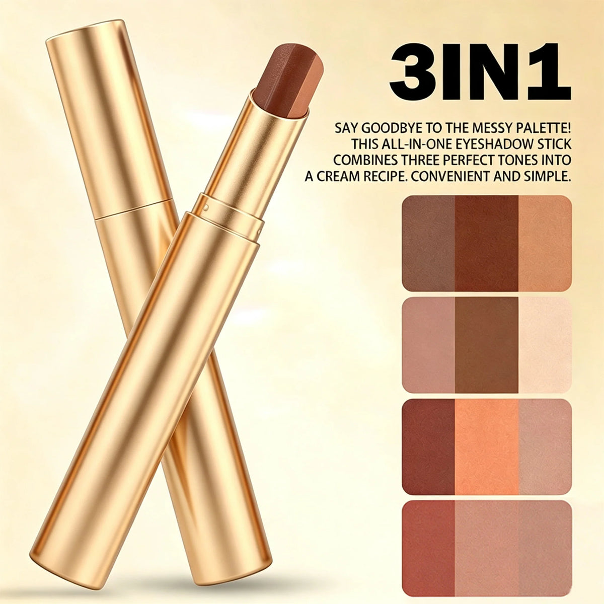 Eyeshadow Stick 3-In-1 Waterproof Long-Wear Formula