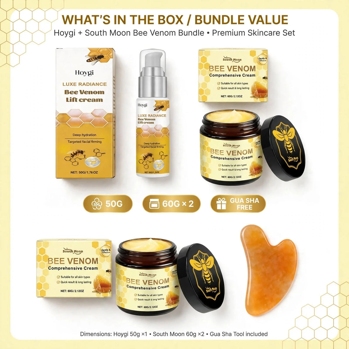 Face Cream Set Hyaluronic Acid & Gua Sha Tool