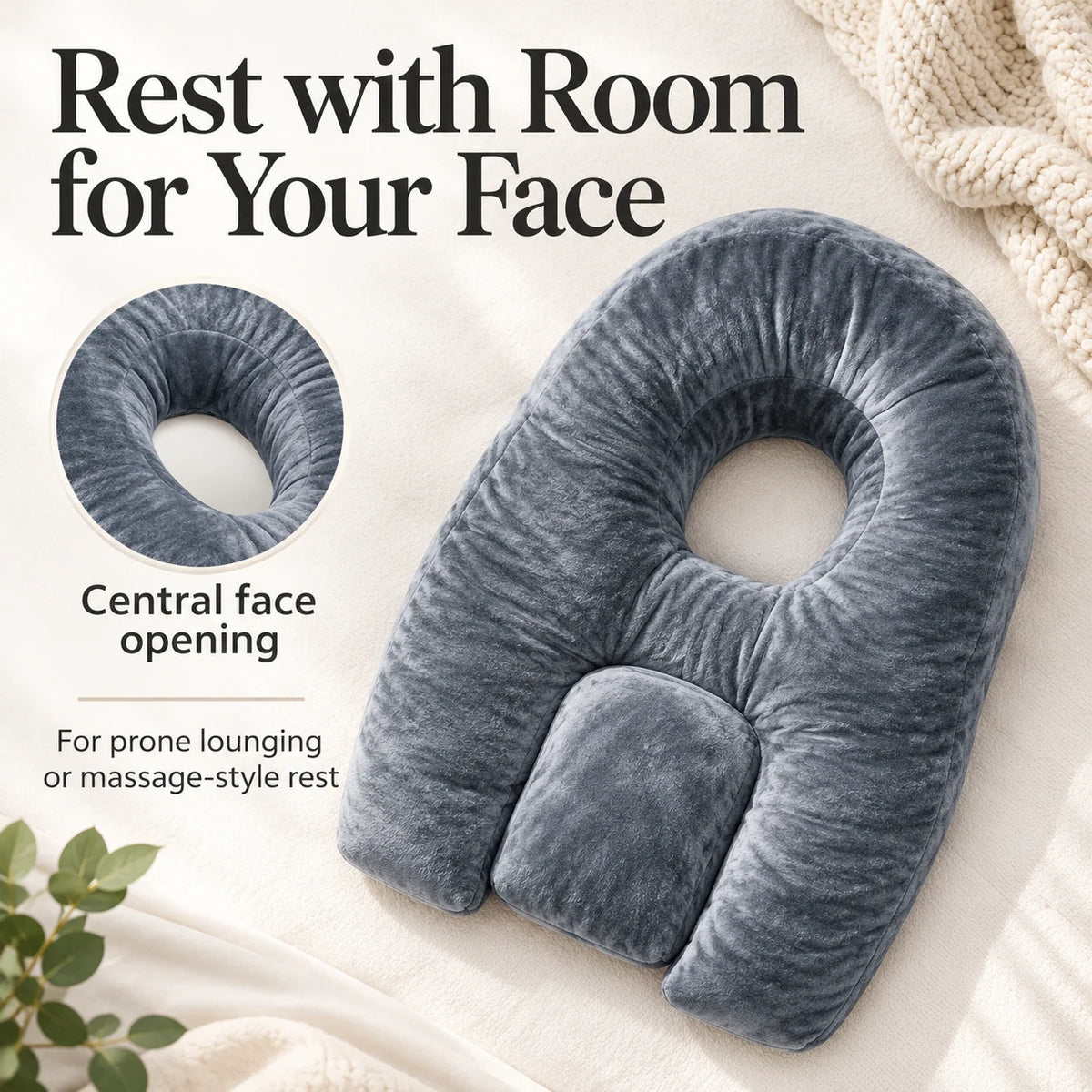 Face-Down Pillow Open Center Shredded Memory Foam