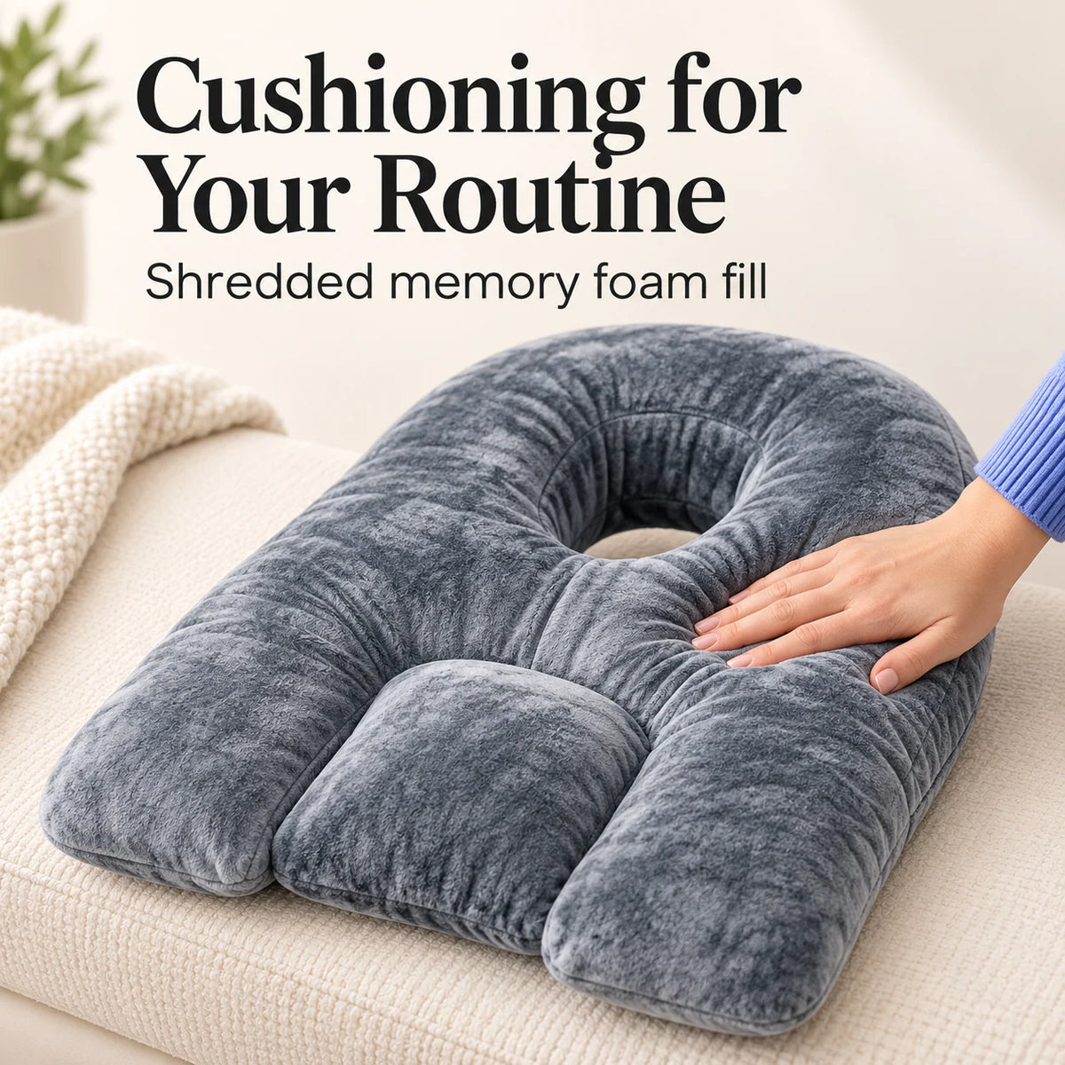 Face-Down Pillow Open Center Shredded Memory Foam