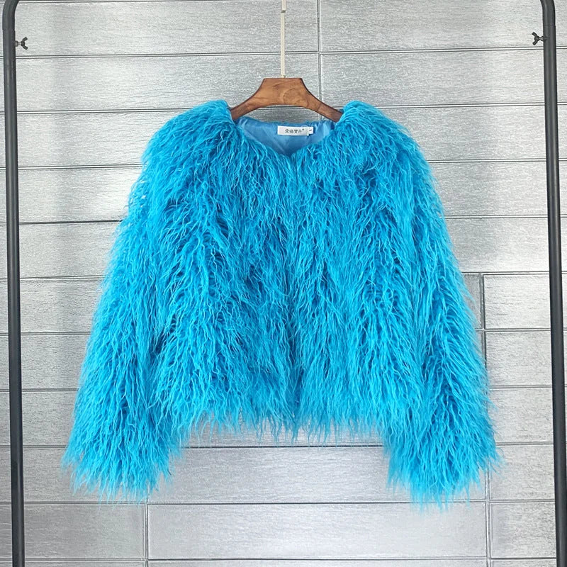 Faux Fur Coat Soft Warm Lined Animal-Free Materials