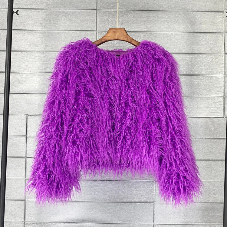 Faux Fur Coat Soft Warm Lined Animal-Free Materials