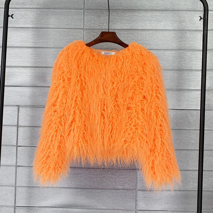 Faux Fur Coat Soft Warm Lined Animal-Free Materials