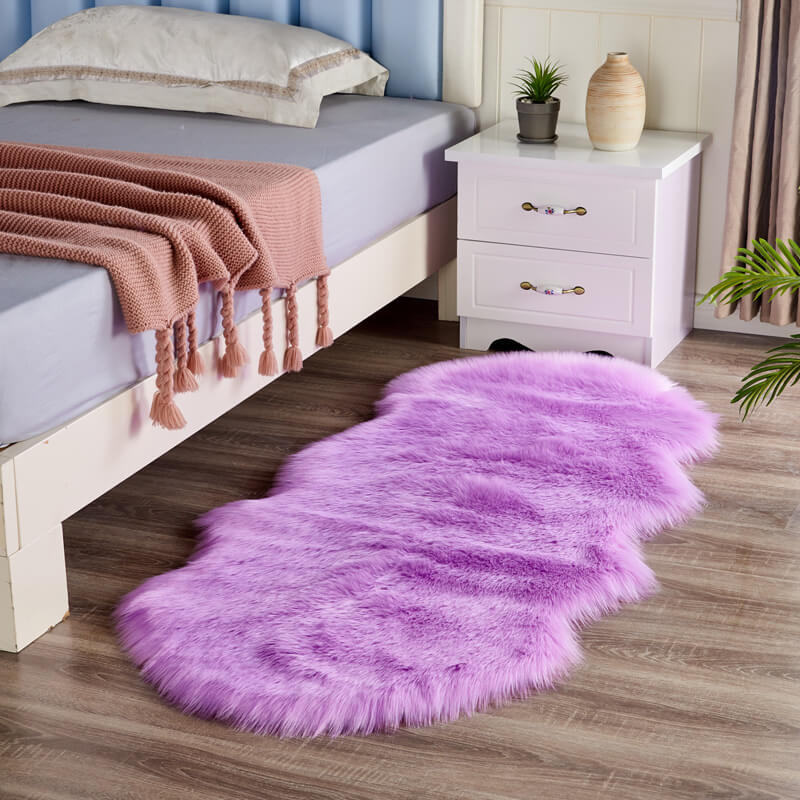 Faux Fur Rug Long-Pile Soft Non-Slip Backing