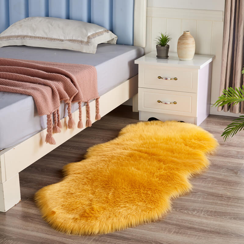 Faux Fur Rug Long-Pile Soft Non-Slip Backing