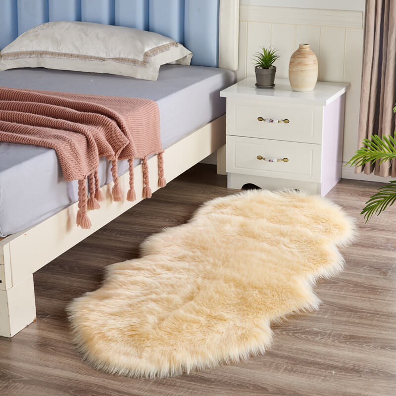 Faux Fur Rug Long-Pile Soft Non-Slip Backing