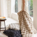Faux Fur Throw Blanket Soft Insulating Wave Texture