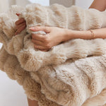 Faux Fur Throw Blanket Soft Insulating Wave Texture