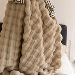 Faux Fur Throw Blanket Soft Insulating Wave Texture