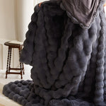 Faux Fur Throw Blanket Soft Insulating Wave Texture
