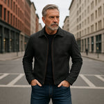 Faux Leather Jacket Tailored Fit Full-Zip Pockets