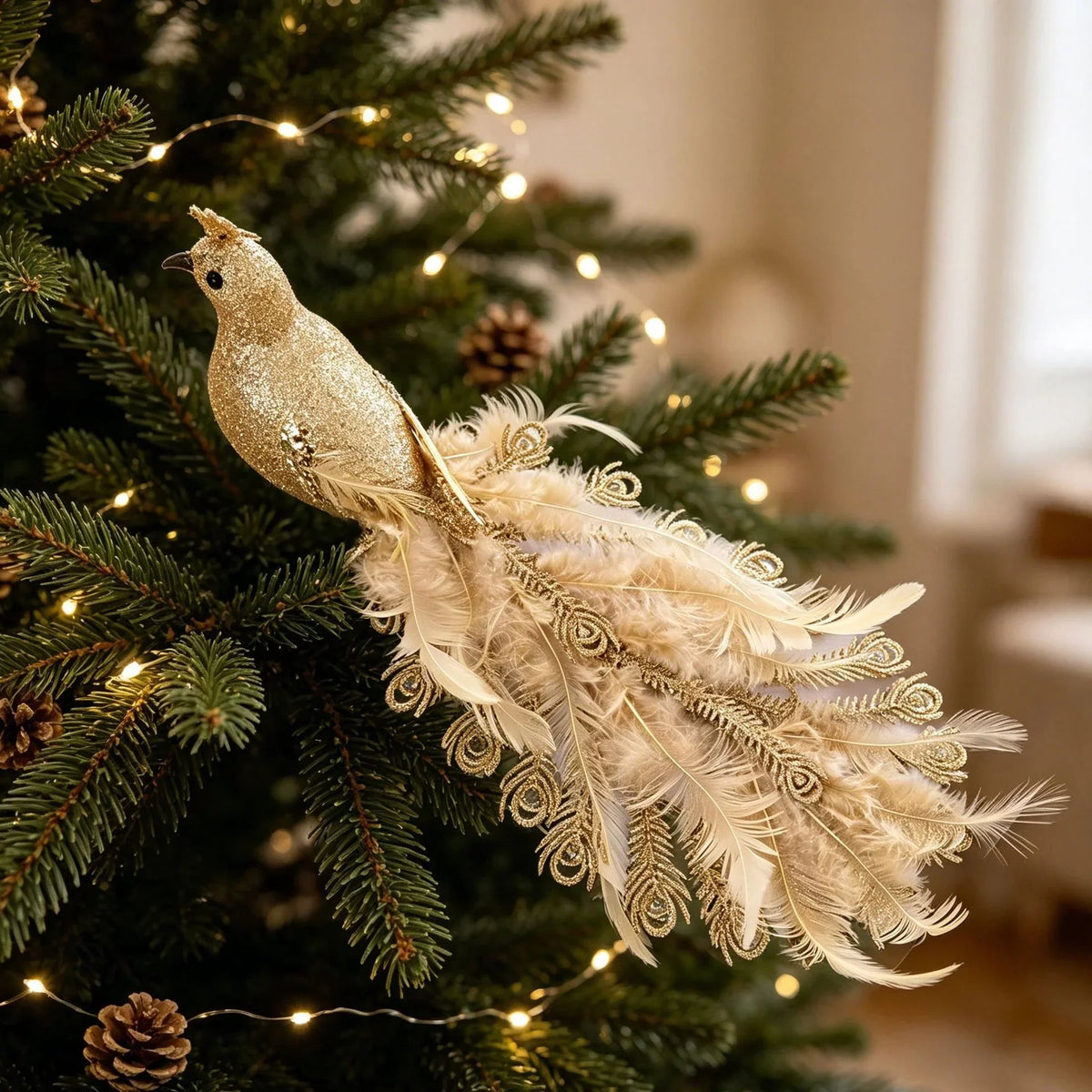Feather Decoration Sparkling Sequin Accents