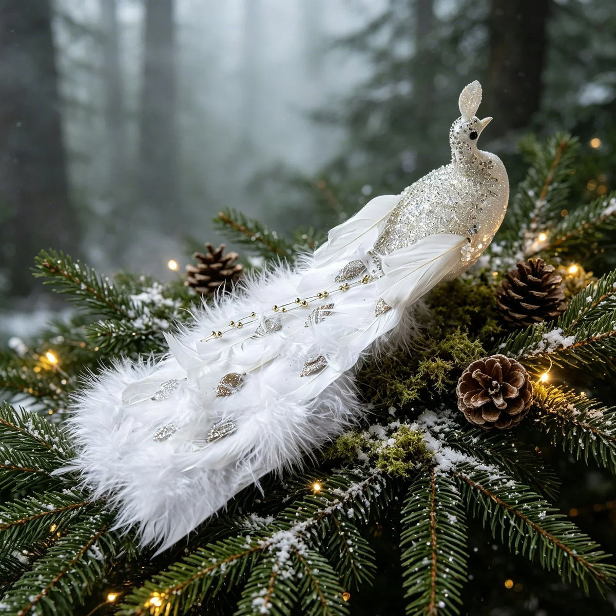 Feather Decoration Sparkling Sequin Accents